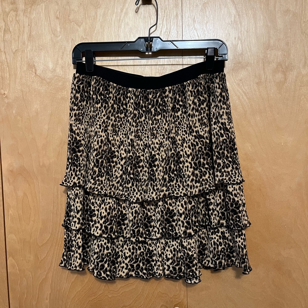Leopard Print Tiered Mini Skirt